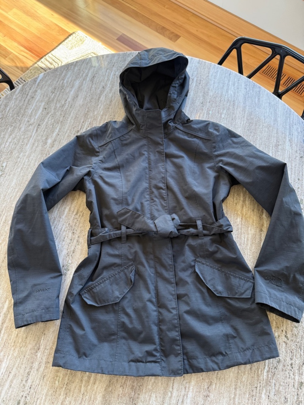 The North Face Women’s DryVent Belted Rain Trench Coat Hooded Black - Picture 11 of 11